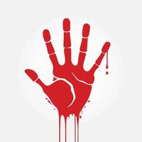 Bloodstained Handprint with Fingers Coated in Red Ink vector