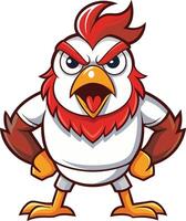 Angry chicken cartoon character design vector