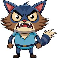A cartoon raccoon with angry eyes vector