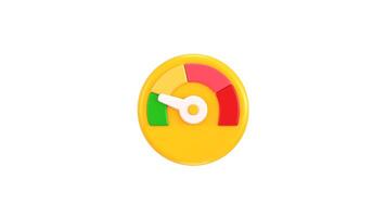 Speedometer with arrow and dashboard indicators, Risk, speed and rating level icon 3d animation video