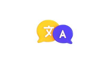 Language translator symbol of user communication language icon animation 3d render video