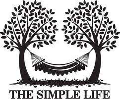 Simple image of a hammock between two trees vector