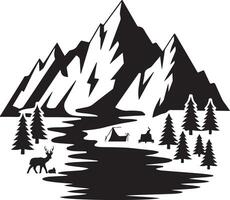 A black and white illustration of a mountain vector