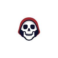 A stylized skull with a hood, representing themes of mortality. vector
