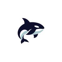 A stylized illustration of a jumping orca whale. vector