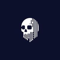 A stylized skull design with digital elements and glasses. vector