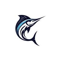 Stylized illustration of a marlin fish in dynamic pose. vector