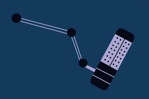 Microphone illustration in flat cartoon style, flat icon for studio recording, podcasts, and broadcasting. Ideal for media, music, and sound production. Simple and modern design vector