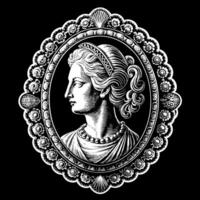 Ornate Vintage Cameo Portrait Intricate Victorian style Decorative Medallion Design vector