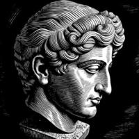 Intricate Black and White Etching of a Classical Bust vector