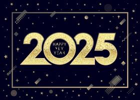 Happy New Year 2025 postcard design with shiny golden elements vector