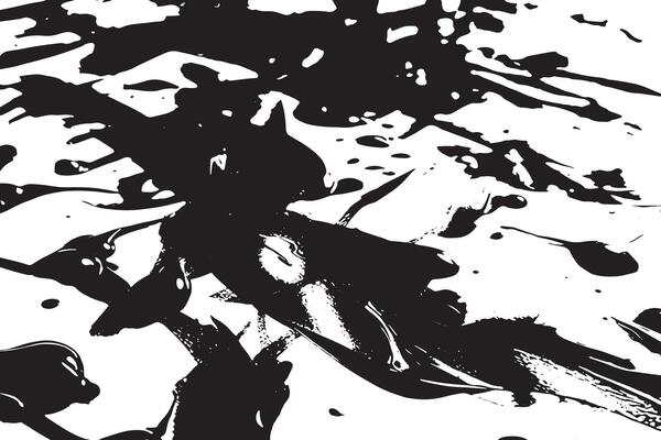 Grunge black paint smudges overlay on white canvas for textured backgrounds