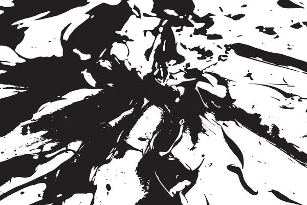 Black paint grunge smudges on white background for textured overlays