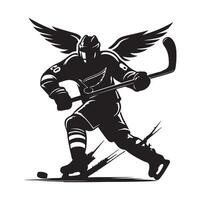 A Dynamic Ice Hockey Player with Silhouette in Action on Field vector