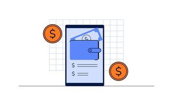 digital wallet animation concept, depicting finance, payment, cashless video