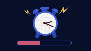 2d animation of a ringing alarm clock, depicting deadile, reminder and alarm video