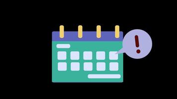 2D animation of deadline notifications in calendar video