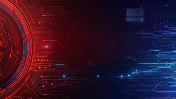 Futuristic technology background with abstract digital patterns in red and blue hues, ideal for science and tech themes. video