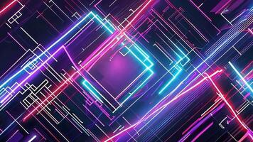 Vibrant abstract lines in neon colors illuminate the dark background, creating a dynamic digital art piece ideal for modern designs. video