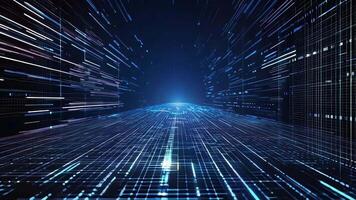 Dynamic illustration of light streams in cyberspace, showcasing advanced digital technology and futuristic concepts. video