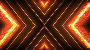 Vibrant glowing geometric pattern with dynamic orange lines radiating in a dark background, perfect for modern designs. video
