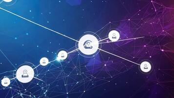 A vibrant digital network visualization showcasing connections between nodes in a futuristic tech-inspired design. video