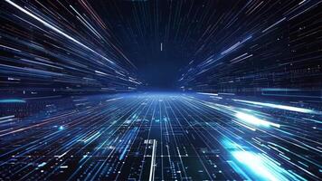 A dynamic digital background depicting light beams and lines converging towards a bright center, symbolizing speed and technology. video