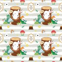 A pattern with a bunny and mushrooms on it vector