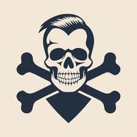 A skull with a beard and crossbones vector