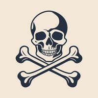 A skull and crossbones icon on a beige background vector
