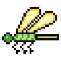 Dragonfly insect in pixel art style vector