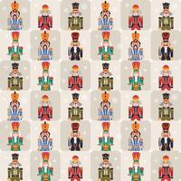 Seamless Christmas Pattern with Nutcrackers portrait on a square checkered background New year illustration. vector
