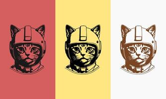 a cat icon that looks cute and cool when wearing a helmet. suitable for stickers, logos and seamless patterns vector