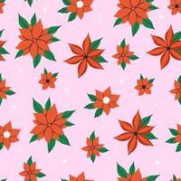 Seamless pattern with red winter poinsettia flowers. graphics. vector