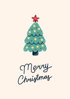 Christmas Card with Christmas Tree. Greeting card on dark background. Christmas and New Year. illustration. vector