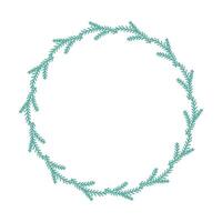 Round frame of spruce branches. Isolated element for design of cards, patterns, banners. Christmas and New Year. illustration. vector