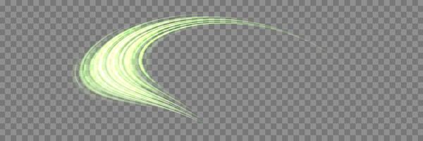 Glowing green lines. Neon realistic energy speed. Abstract light effect vector