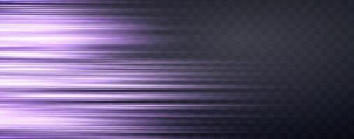Speed rays, velocity light neon flow, zoom in motion effect, purple glow speed lines, colorful light trails, stripes. vector