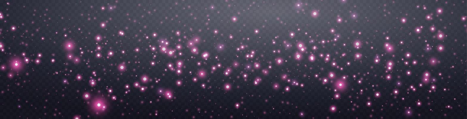 Pink glittering dots, particles, stars magic sparks. Glow flare light effect. Pink luminous points.