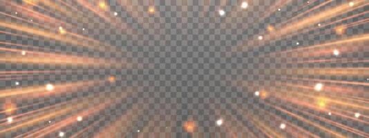 Radial speed rays, light neon flow, zoom in motion effect, orange glow speed lines, colorful light trails, perspective stripes. vector