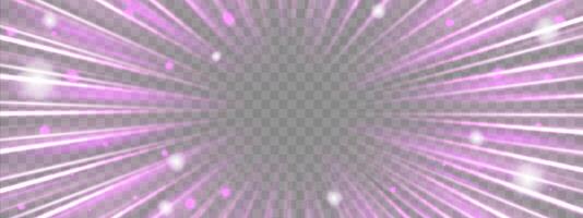 Radial speed rays, light neon flow, zoom in motion effect, pink glow speed lines, colorful light trails, perspective stripes vector