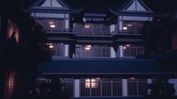 Exploring the majestic shoguns residence illuminated at night in Japan video