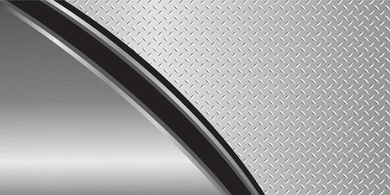 3D silver-gray metallic texture with a glossy chrome finish and diamond plate pattern.