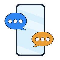 Smartphone with speech bubble. Chatting on mobile phone. Message notification vector