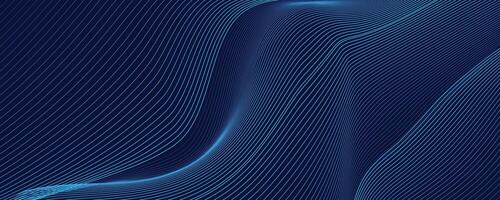 Abstract glowing lines curved overlapping on dark blue background. vector