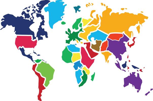 The world map is colored in different colors