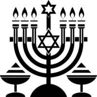 A black and white hanukkah menorah vector