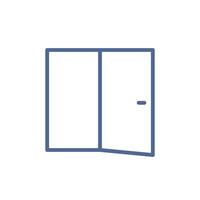 Door icon, entry, welcome and login symbol, linear doorway pictogram, simple line art open door icon, entrance symbol for ui design flat illustration. vector
