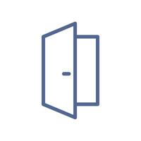Door icon, entry, welcome and login symbol, linear doorway pictogram, simple line art open door icon, entrance symbol for ui design flat illustration. vector