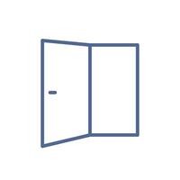 Door icon, entry, welcome and login symbol, linear doorway pictogram, simple line art open door icon, entrance symbol for ui design flat illustration. vector